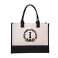 Perfekt present-DIY Bokstav Canvas Bag Kvinnor Hit Color Simple Shoulder Shopping Tote Handväska
